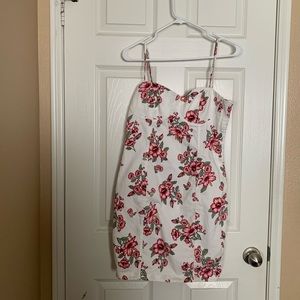 Floral print denim dress